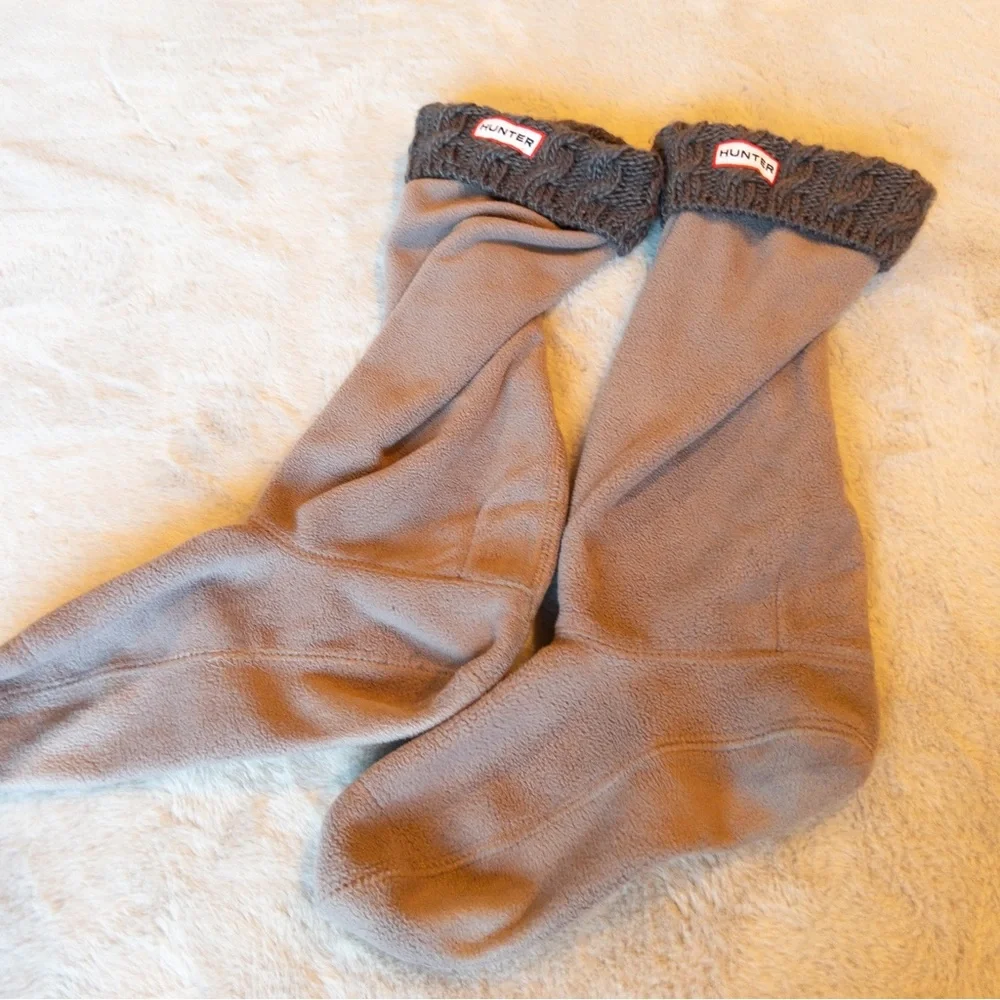 Hunter Cable Knit Welly Boot Socks Charcoal Gray ML US8-10 EU39-42 - Picture 2 of 5